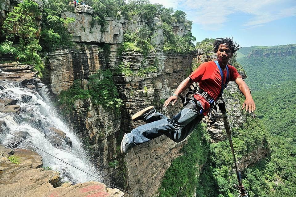 The Oribi Gorge cliffs opening over the South Coast hinterland